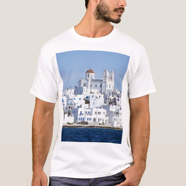 Camiseta Vista de la isla de Naoussa Village Paros (Anverso)