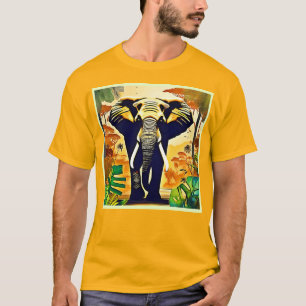Camiseta Vista de la jungla del retrato del elefante