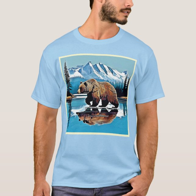 Camiseta Vista de la montaña del lago Grizzly (Anverso)