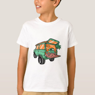 Camiseta Vista de la playa en el Ilustracion de coches dive