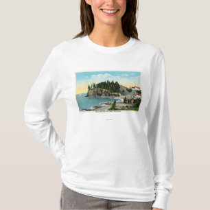 Camiseta Vista de la roca principal del faro del búho y del