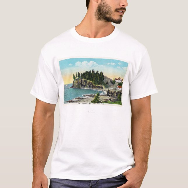Camiseta Vista de la roca principal del faro del búho y del (Anverso)