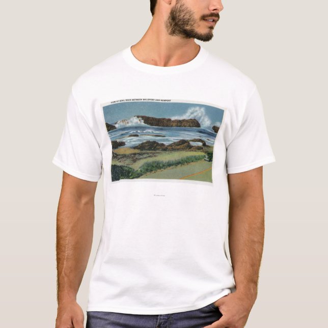 Camiseta Vista de la roca Waldport medio del sello y (Anverso)