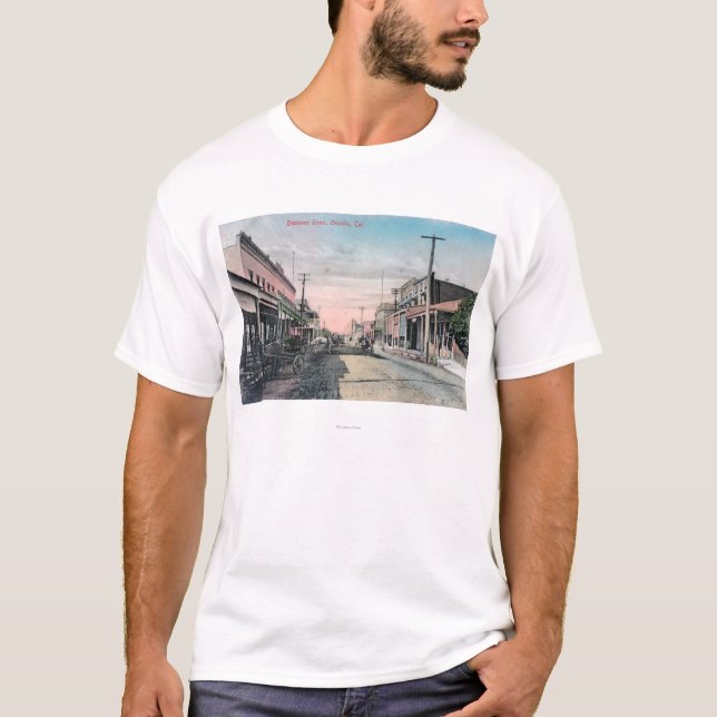 Camiseta Vista de la sección del negocio con los carros del (Anverso)