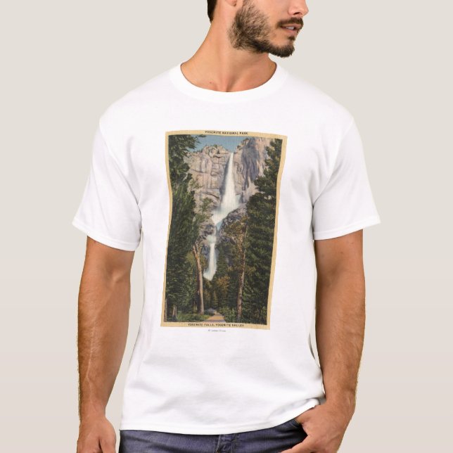 Camiseta Vista de las cataratas de Yosemite y del valle (Anverso)