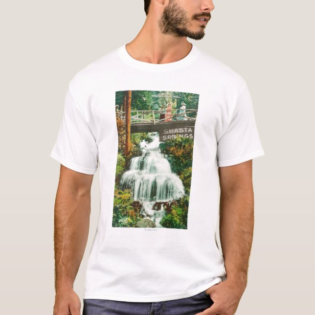 Camiseta Vista de las primaveras más bajas de FallsShasta, (Anverso)