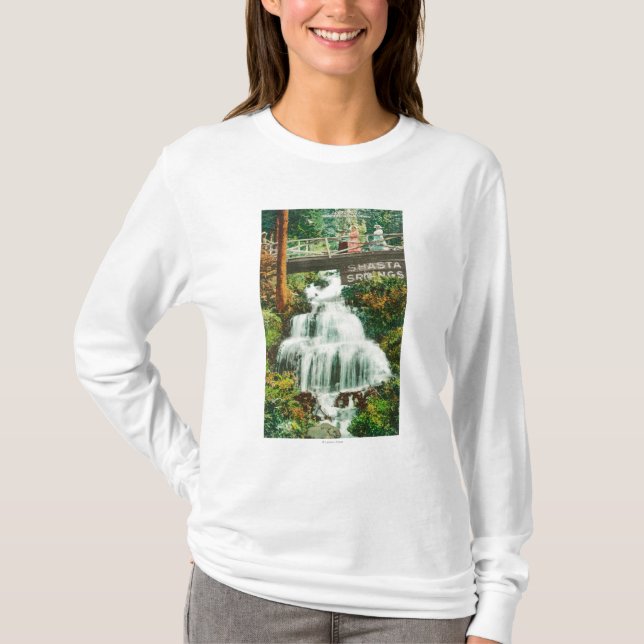 Camiseta Vista de las primaveras más bajas de FallsShasta, (Anverso)