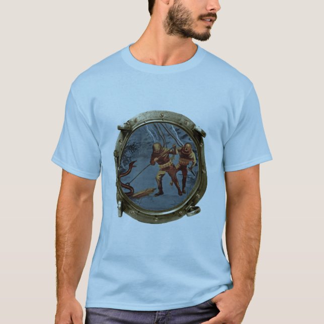 Camiseta Vista de los buzos de casco y una anguila (Anverso)
