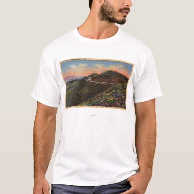Camiseta Vista de los picos y de la carretera del gemelo (Anverso)