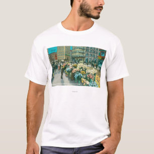 Camiseta Vista de los vendedores de la flor de la calle