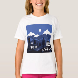 Camiseta Vista de montaña nocturna