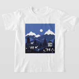 Camiseta Vista de montaña nocturna