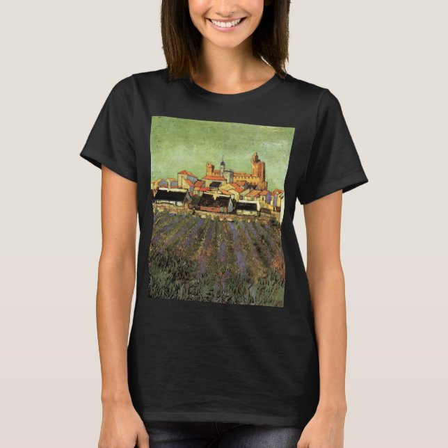 Camiseta Vista de Saintes Maries por Vincent van Gogh (Anverso)