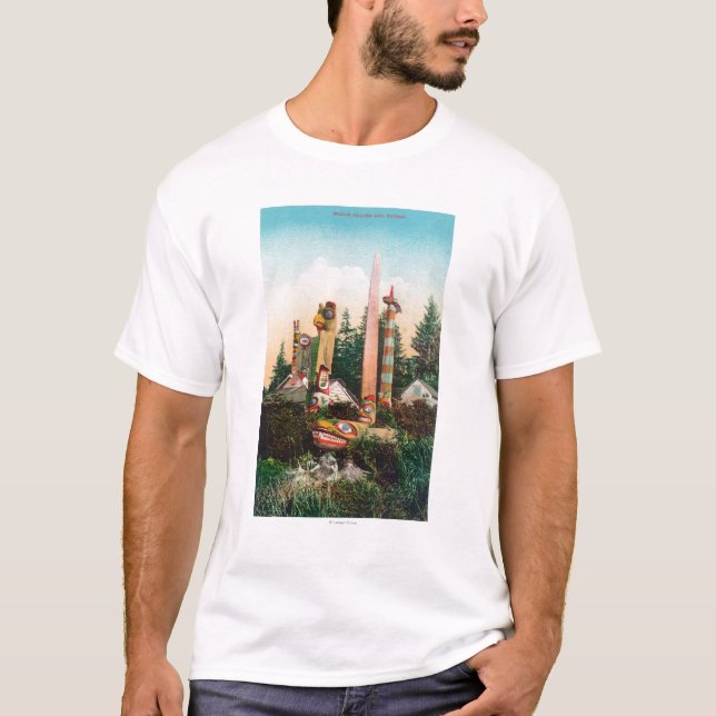 Camiseta Vista de sepulcros y de tótems indios (Anverso)