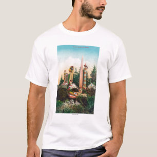 Camiseta Vista de sepulcros y de tótems indios