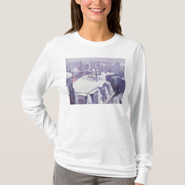 Camiseta Vista de tejados o de tejados debajo de la nieve, (Anverso)