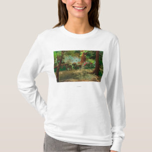 Camiseta Vista de un coche de la etapa entre árboles