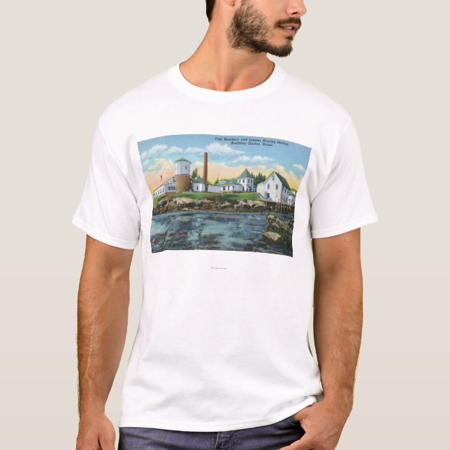 Camiseta Vista de un criadero de los pescados, el alzarse (Anverso)