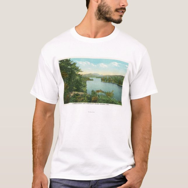 Camiseta Vista de un lago más bajo Saranac de la isla del (Anverso)