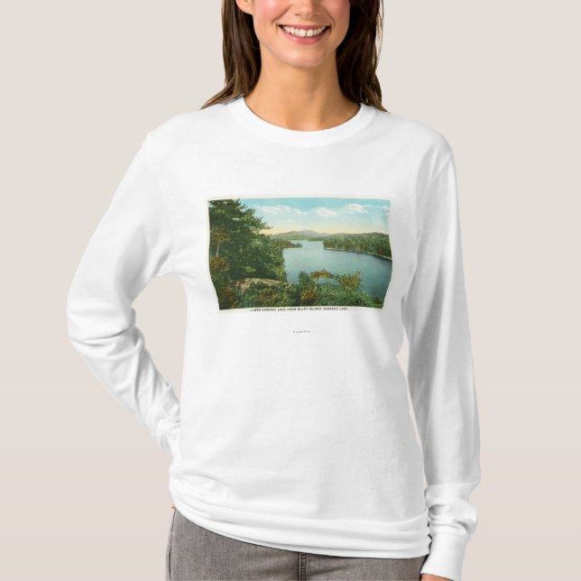 Camiseta Vista de un lago más bajo Saranac de la isla del (Anverso)