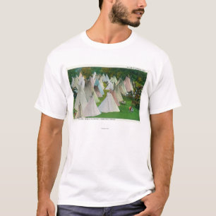 Camiseta Vista de un pueblo y de un Pendleton indios