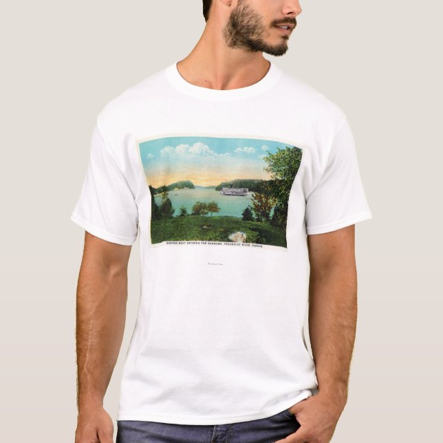 Camiseta Vista del barco de Boston que entra en los (Anverso)