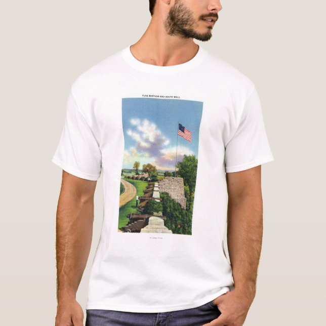 Camiseta Vista del bastión de la bandera y de la pared del (Anverso)