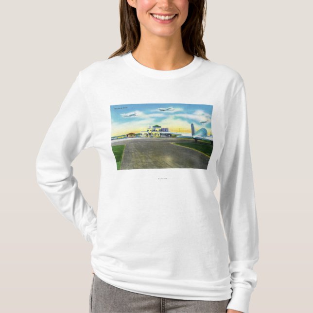 Camiseta Vista del campo de Brainard, aviones que aterrizan (Anverso)