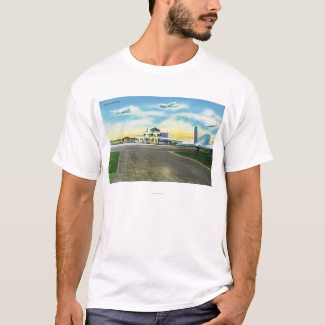 Camiseta Vista del campo de Brainard, aviones que aterrizan (Anverso)