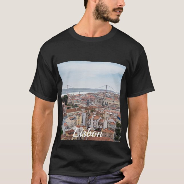 Camiseta Vista del casco antiguo de Lisboa y el puente del  (Anverso)