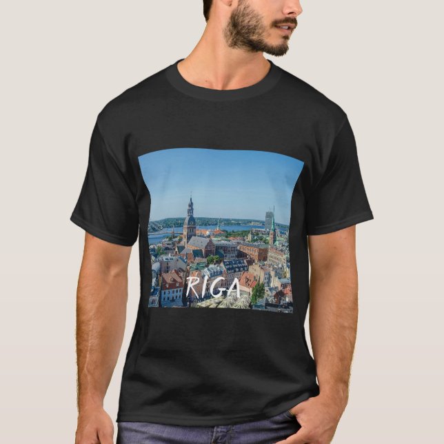Camiseta Vista del centro de Riga desde arriba (Anverso)