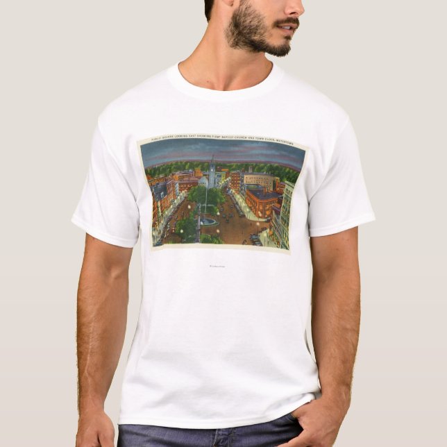 Camiseta Vista del este de la arena pública, reloj de la (Anverso)