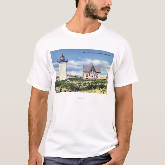 Camiseta Vista del faro de madera del extremo (Anverso)