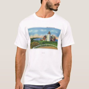 Camiseta Vista del faro de Nobska, agujero de maderas