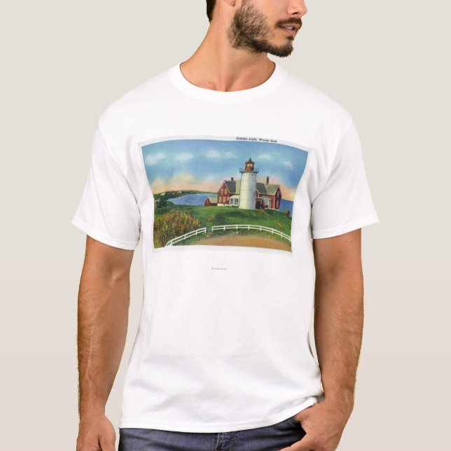 Camiseta Vista del faro de Nobska, agujero de maderas (Anverso)