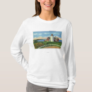 Camiseta Vista del faro de Nobska, agujero de maderas