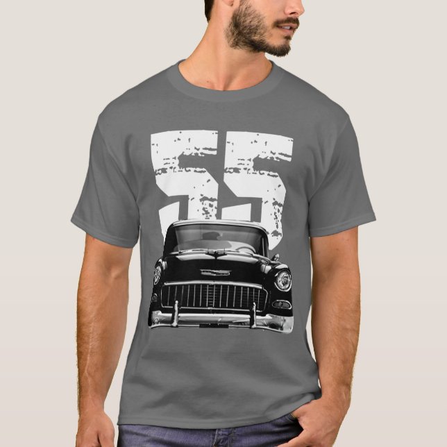 Camiseta Vista del grill delantero Chevy Bel Air de 1955 co (Anverso)