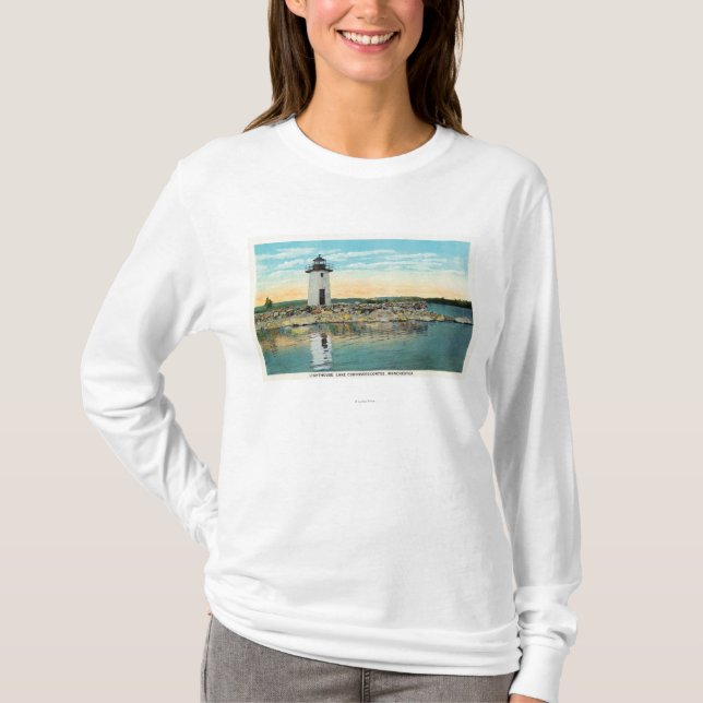 Camiseta Vista del lago Cobbosseecontee y del faro (Anverso)