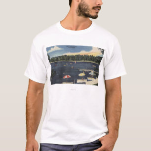 Camiseta Vista del lago, orilla arbolada