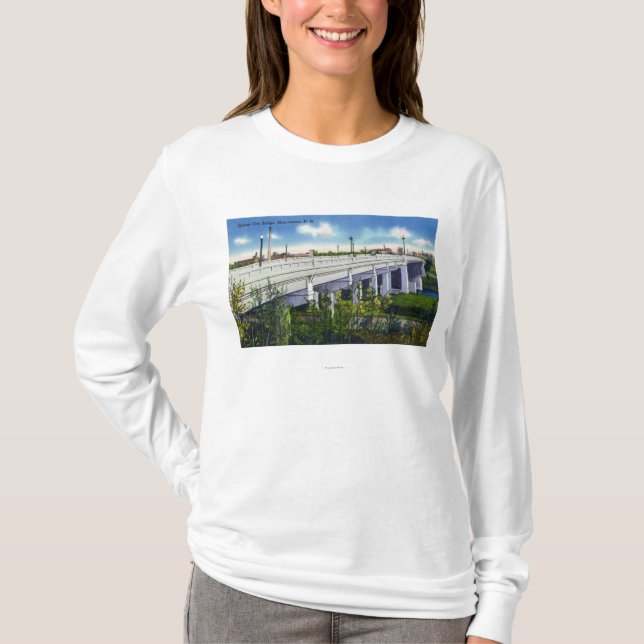 Camiseta Vista del puente de la ciudad de la reina (Anverso)
