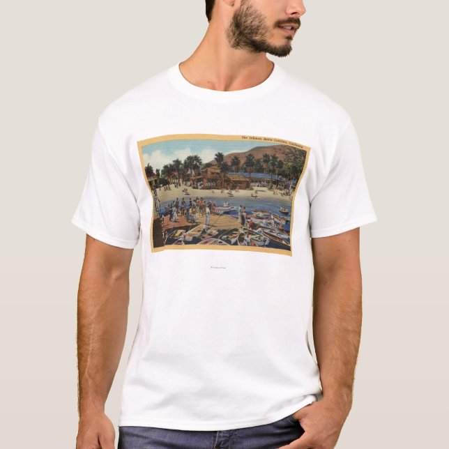 Camiseta Vista del puerto del istmo con los nadadores (Anverso)