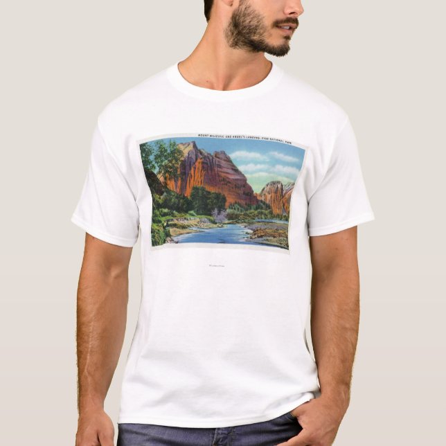Camiseta Vista del soporte majestuosa y del aterrizaje del (Anverso)