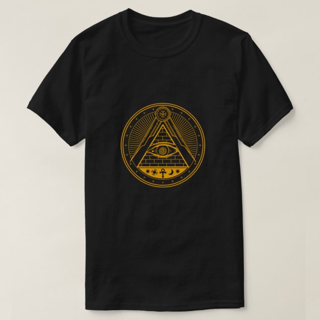 Camiseta Vista del triángulo de conspiración de Illuminati (Diseño del anverso)
