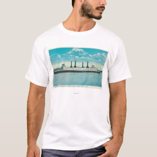 Camiseta Vista del vapor del SP contra la costa de