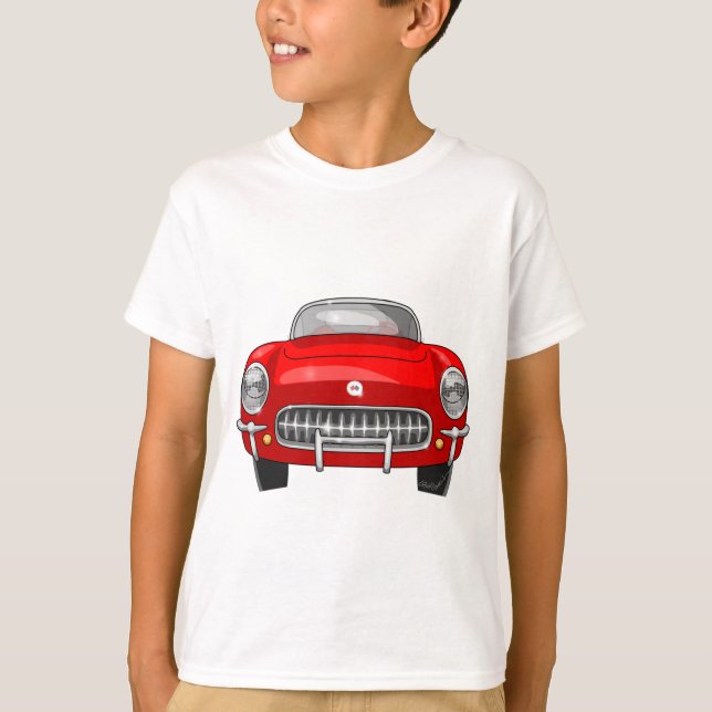 Camiseta Vista delantera 1955 del Corvette de Chevy (Anverso)