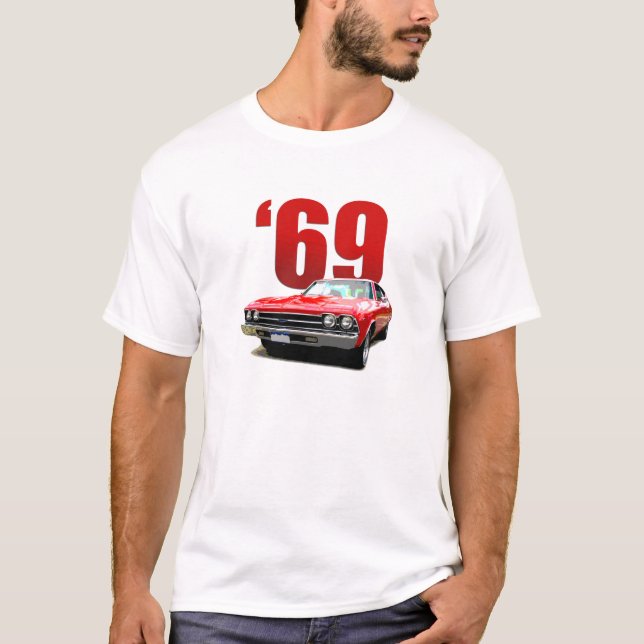 Camiseta Vista delantera 1969 del cupé de Chevelle del rojo (Anverso)