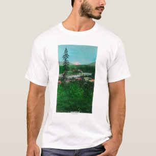 Camiseta Vista distante del pico y de la ciudad del glaciar