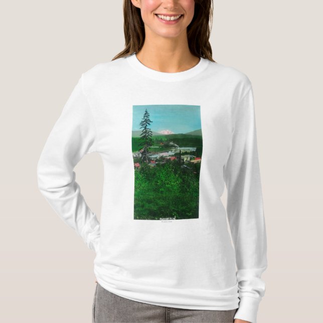 Camiseta Vista distante del pico y de la ciudad del glaciar (Anverso)