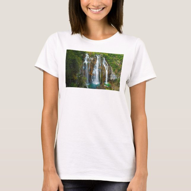 Camiseta Vista elevada de cascada, Croacia (Anverso)