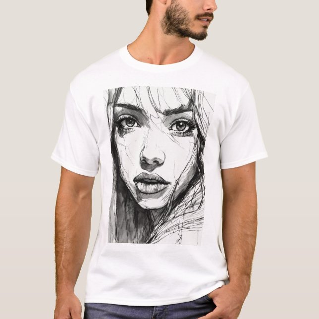 Camiseta Vista etérea: Retrato de pluma escrásica (Anverso)